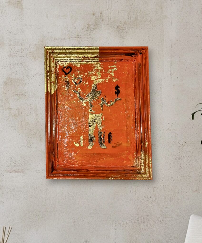 Une toile rénovée et customisée par Rosie.