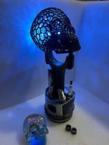 Le Skull 3D, une réalisation en impression 3D personnalisée et customisée par Rosie.